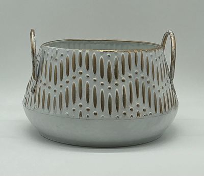 Gold &amp; White Tin Bucket