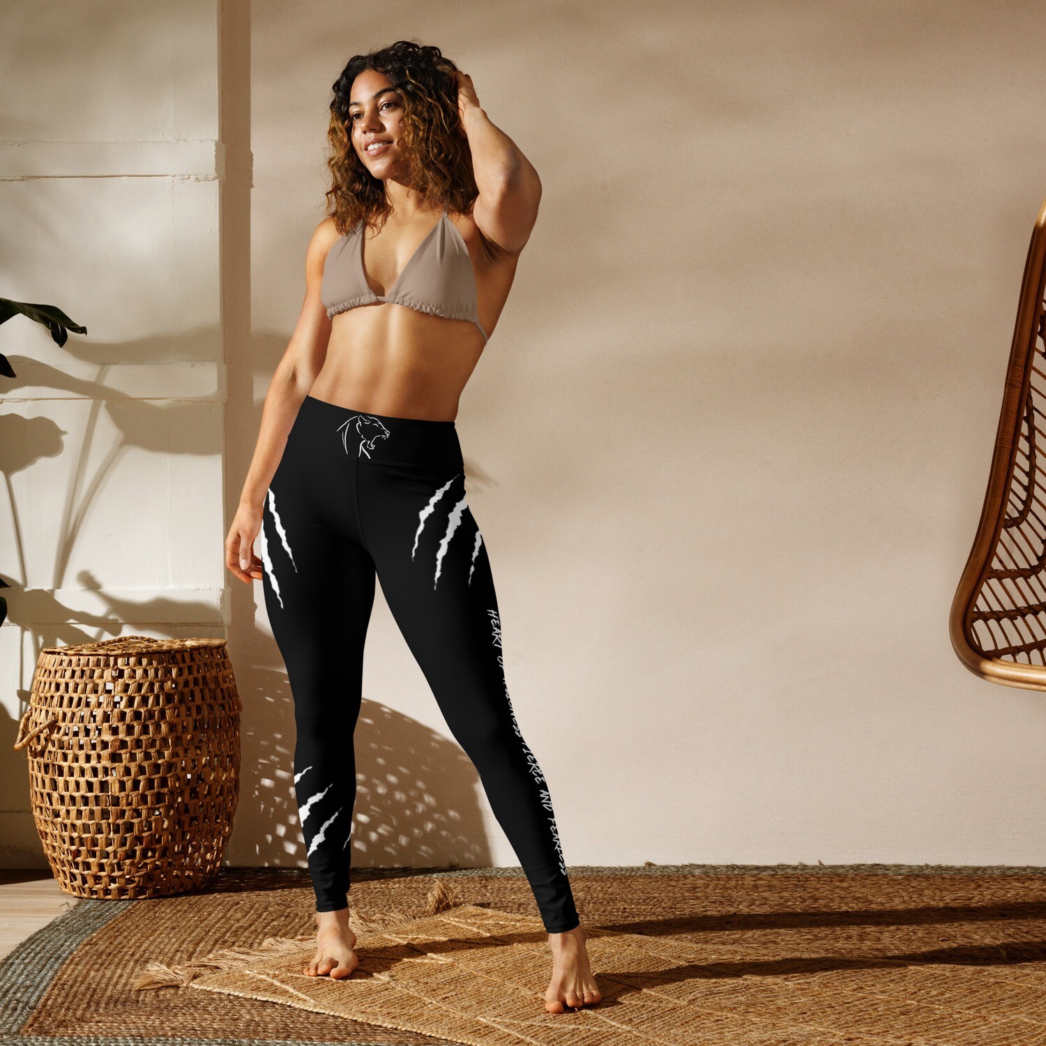 Heart Of A Lioness Black Yoga Leggings