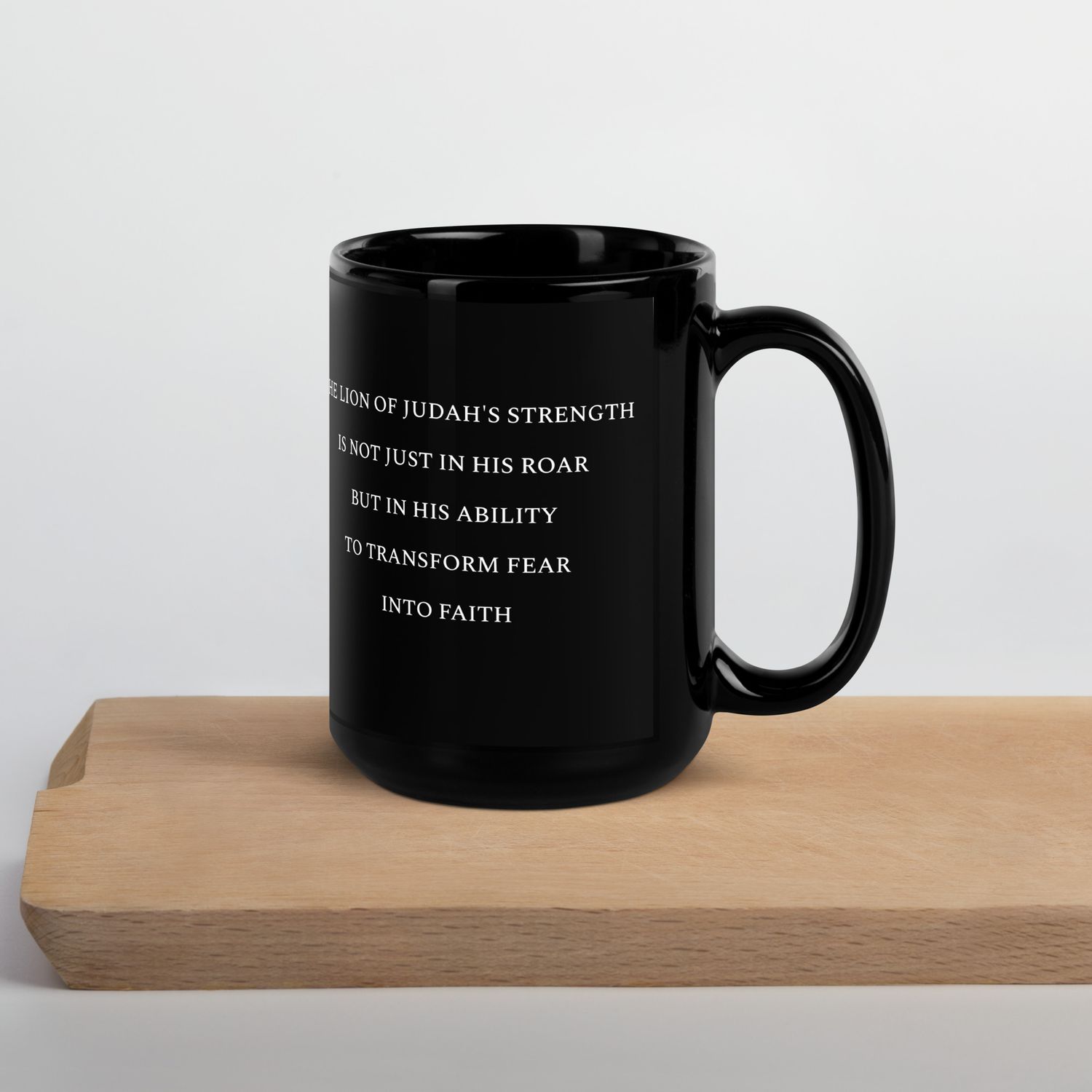lion of Judah Black Glossy Mug