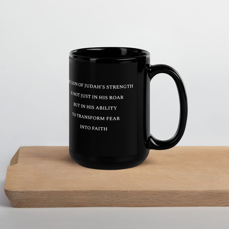 lion of Judah Black Glossy Mug