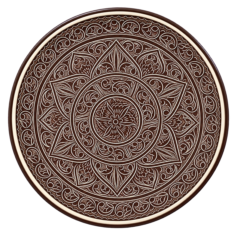 Керамическое блюдо-ляган Ferghana Brown Ornament, 38 см, ручная роспись