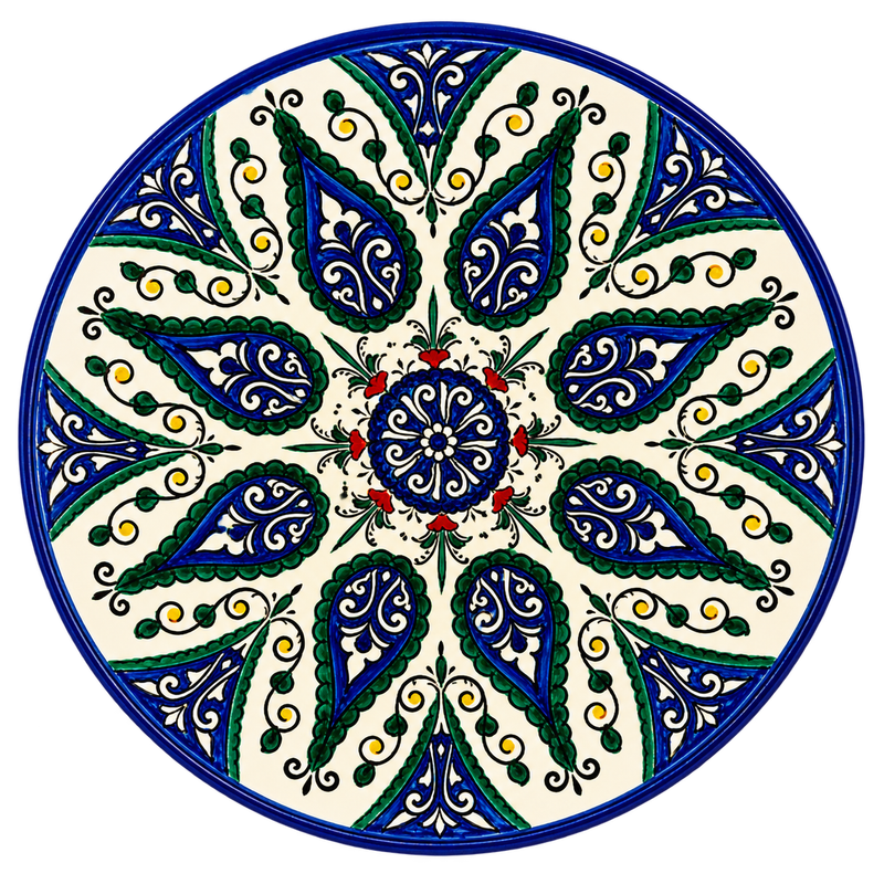 Керамическое блюдо-ляган Ferghana Elements Ornament, 38 см, ручная роспись