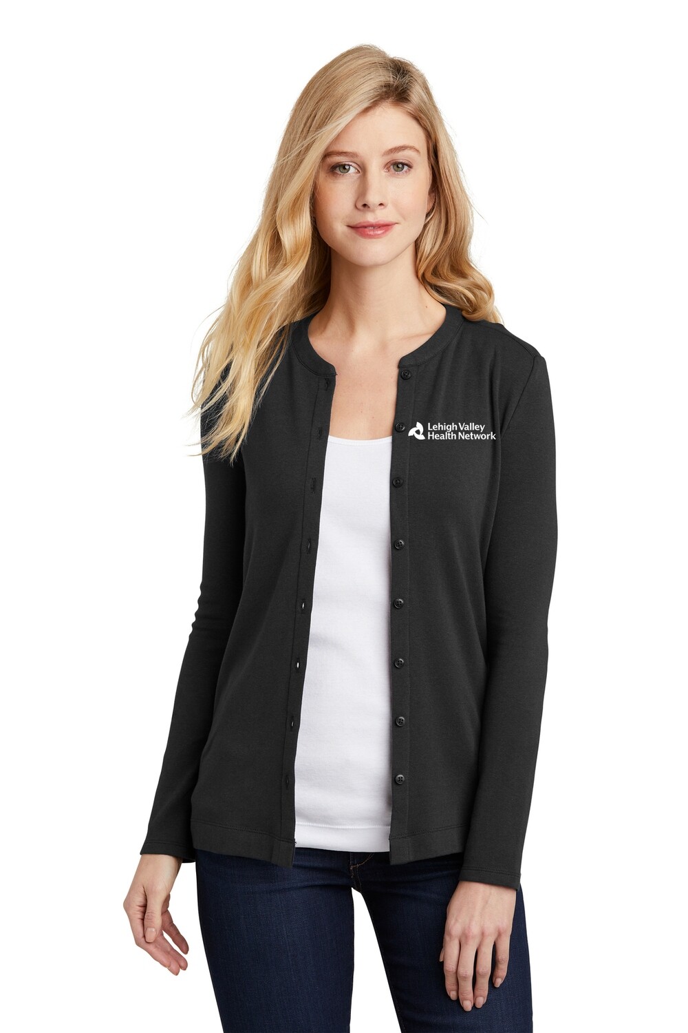 LM1008 Ladies Concept Stretch Button-Front Cardigan