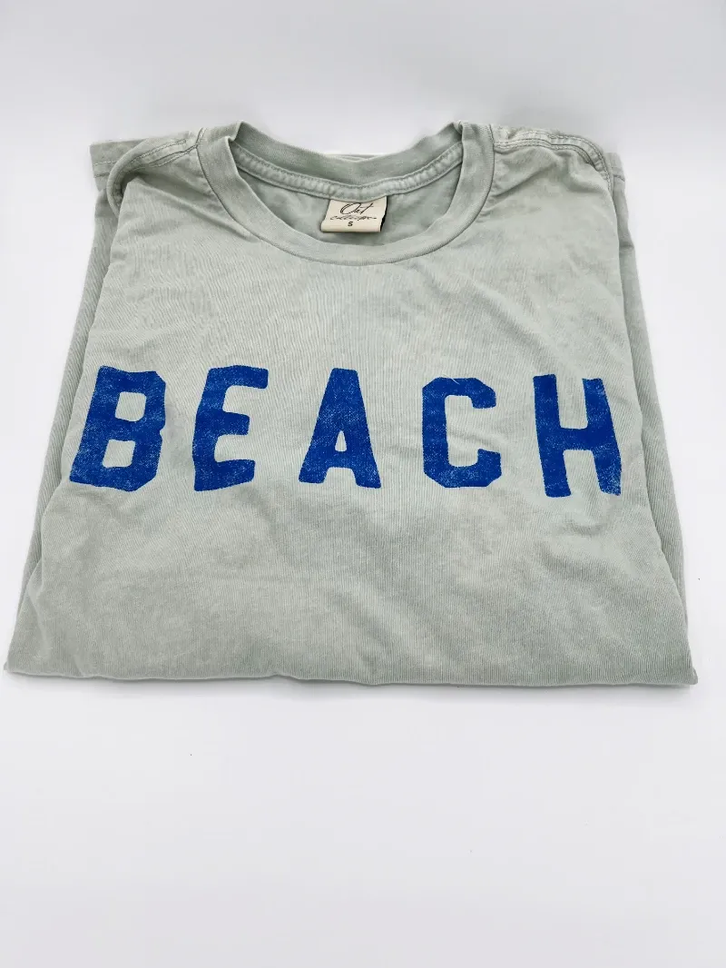 &quot;BEACH&quot; Mineral Washed Graphic Top