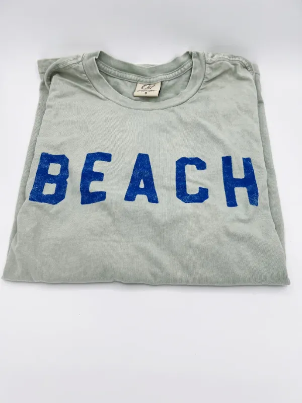 &quot;BEACH&quot; Mineral Washed Graphic Top