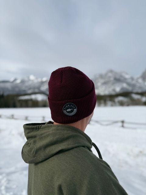 Waffle Cuff Beanie-Burgundy