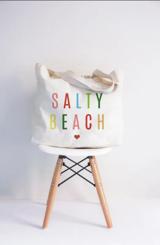 "Salty Beach" Colorful Tote Bag