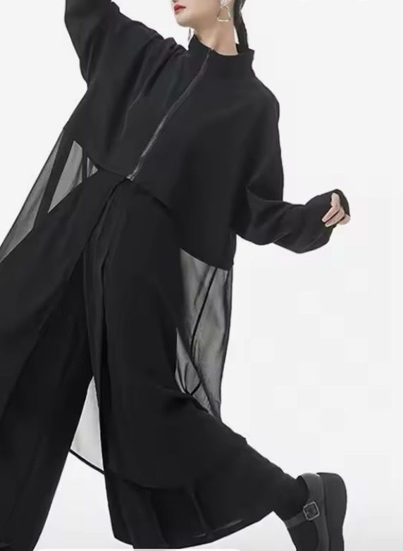 Sheer Zip Front Coat