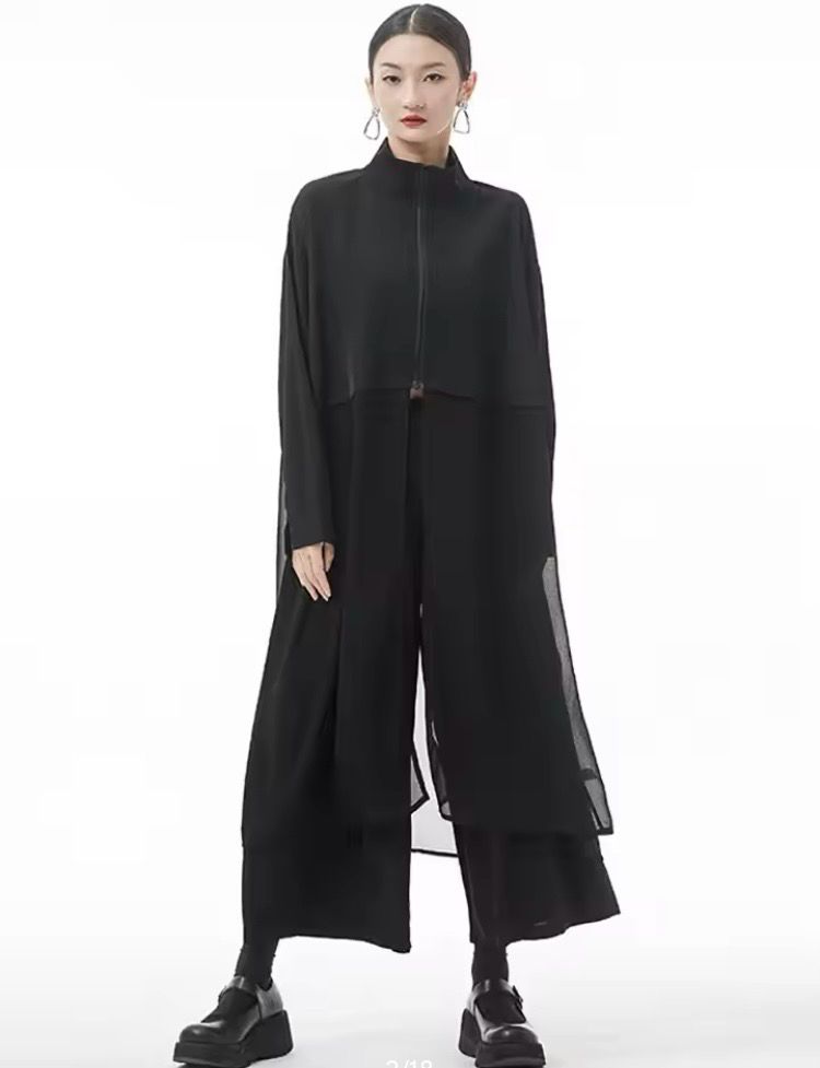 Sheer Zip Front Coat