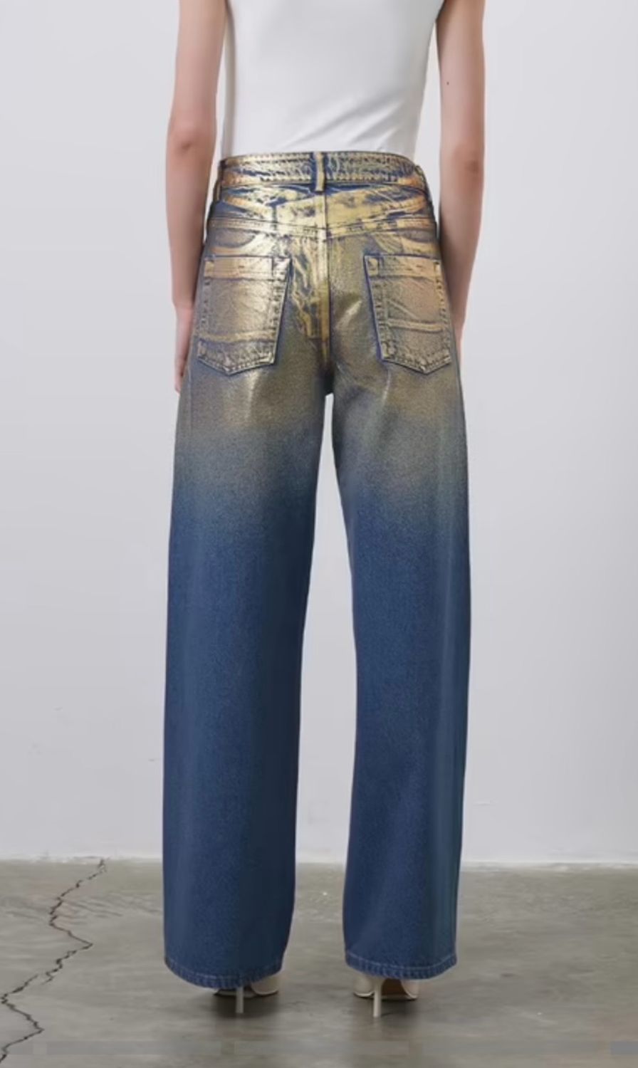 Luxury Gold Foiled Jeans