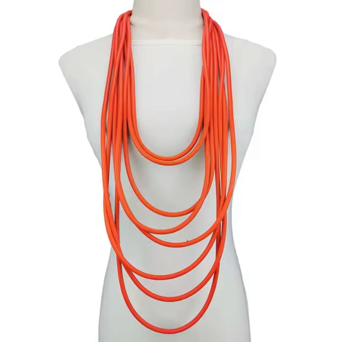 Orange Neoprene Rubber Necklace
