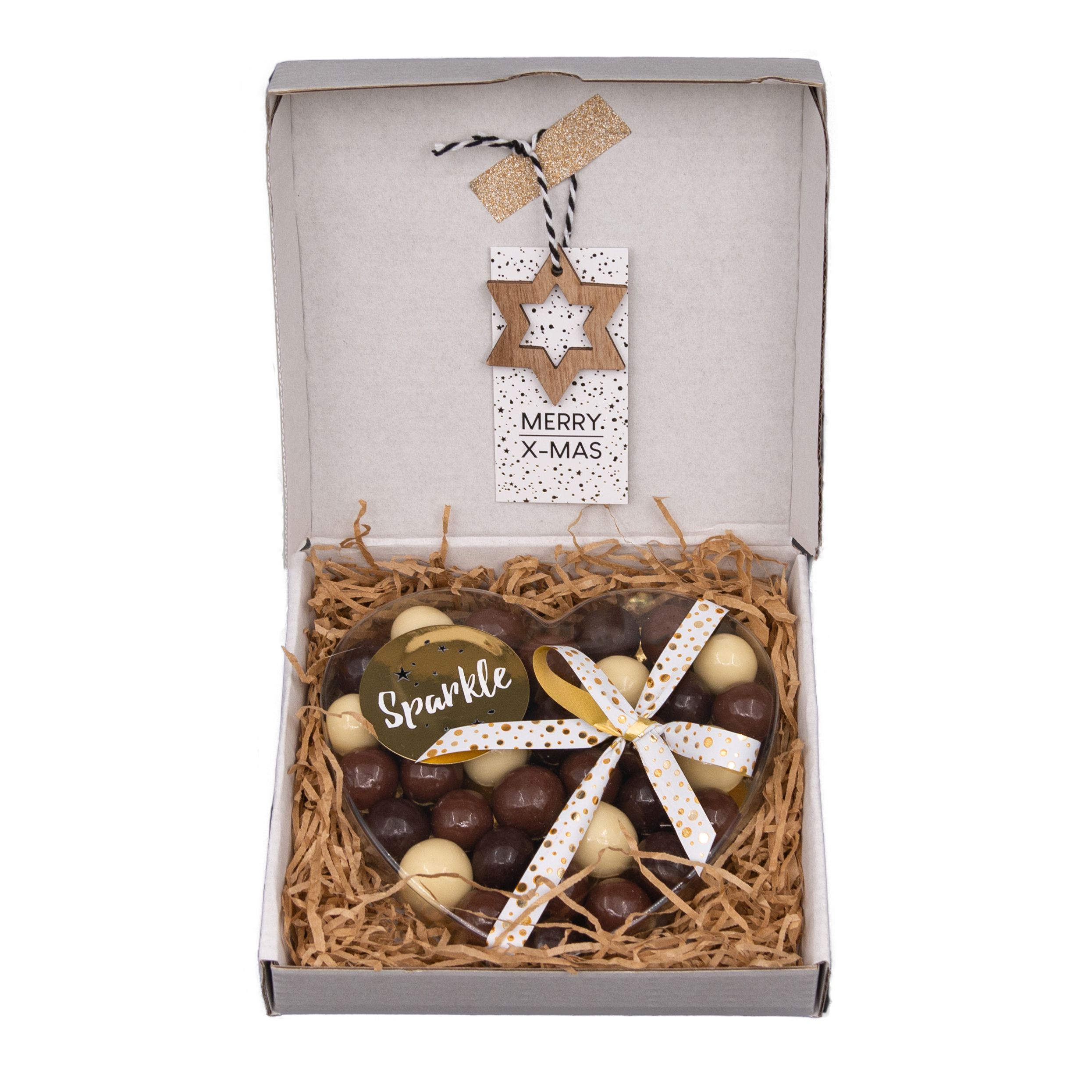 Brievenbuscadeau kerst met een doosje noten of chocolade