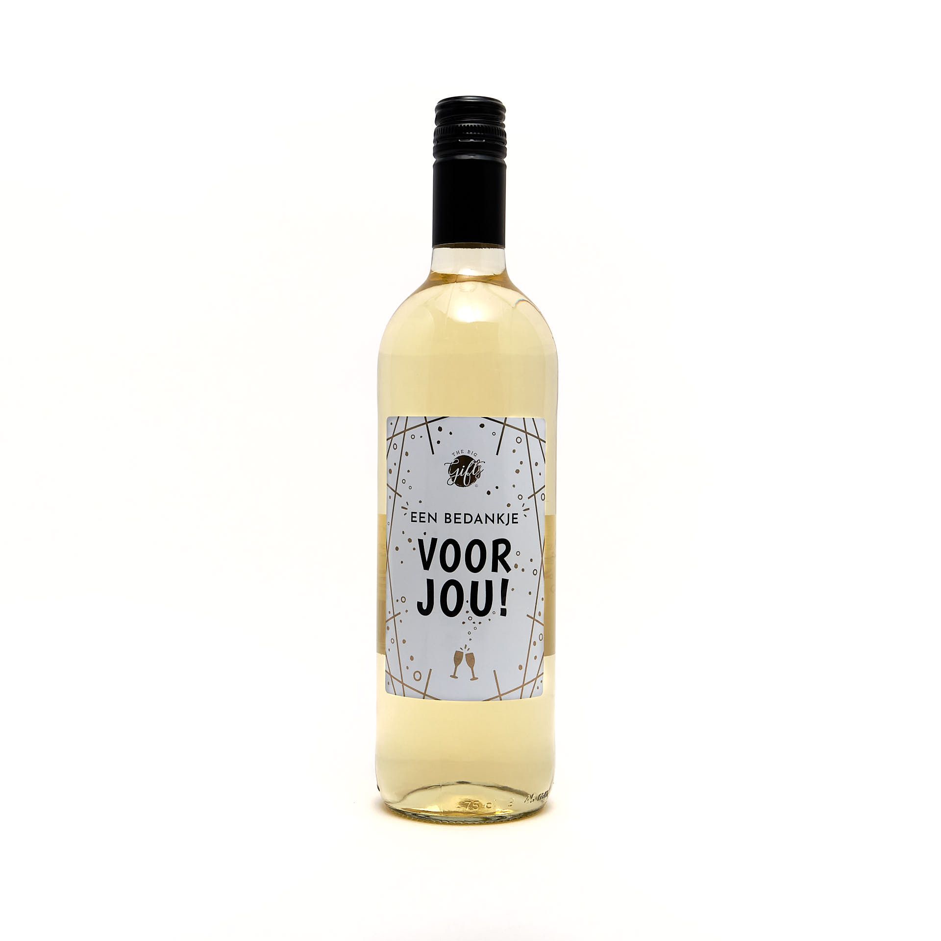 Wijnfles een bedankje voor jou, wit Wijnfles een bedankje voor jou, wit