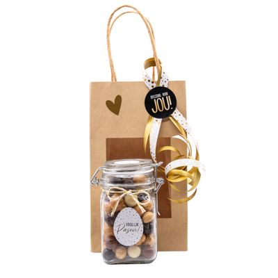Cadeautasje Pasen met een weckpotje choco