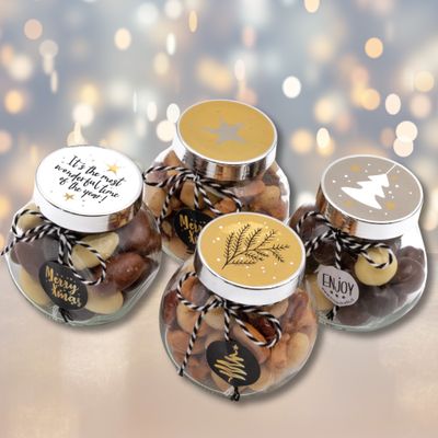Snoeppotjes met noten of chocolade voor de feestdagen 