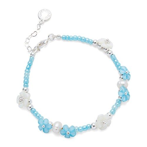 Mother of Pearl Floral Accents silver plated bracelet