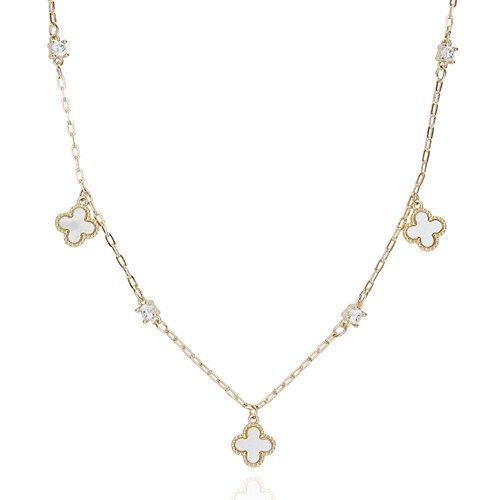 Gold plated Mother of Pearl Clover Elegance Necklace