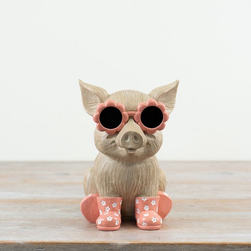 Pig Ornament with glasses & wellies