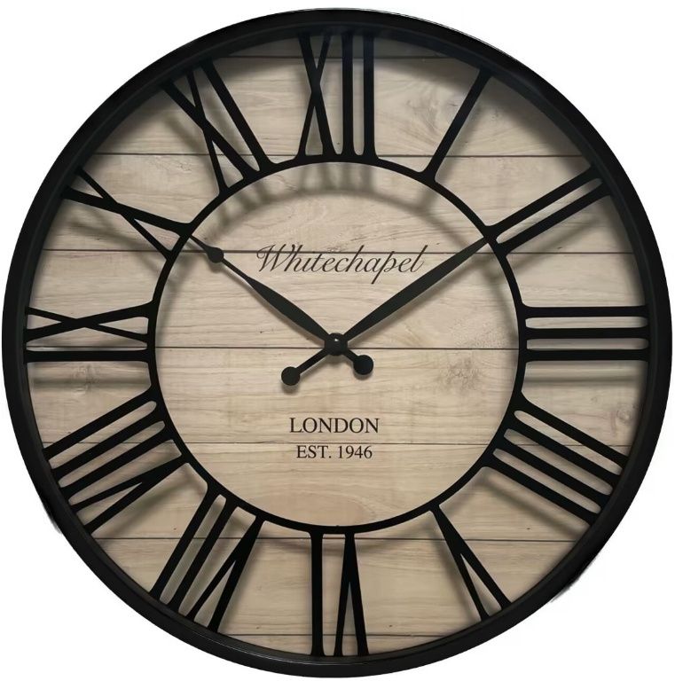 Rustic Black & Wood Effect Clock