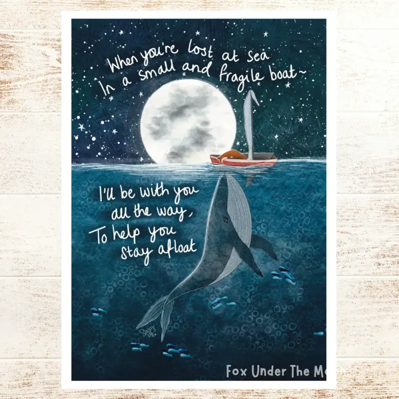 Fox Under the Moon A4 Art print