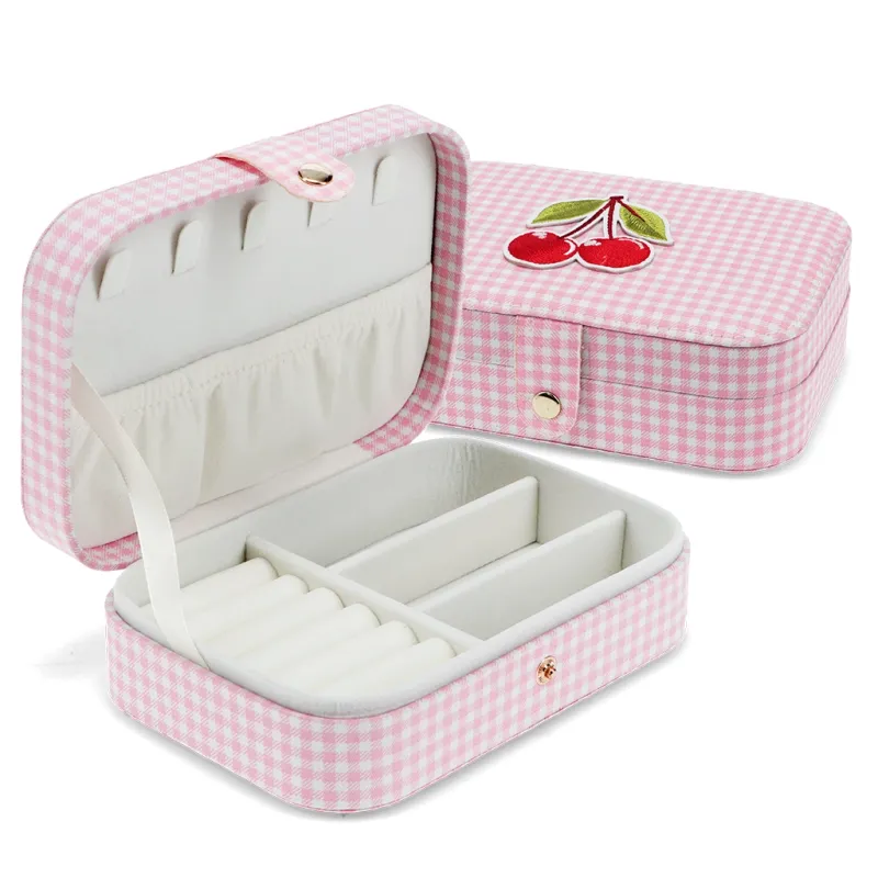 Pink Gingham Cherry Jewellery Box