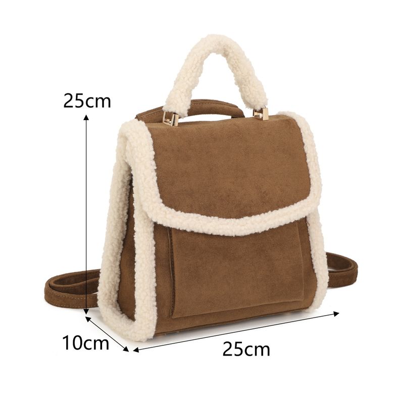 Sherpa Trim Suede Backpack