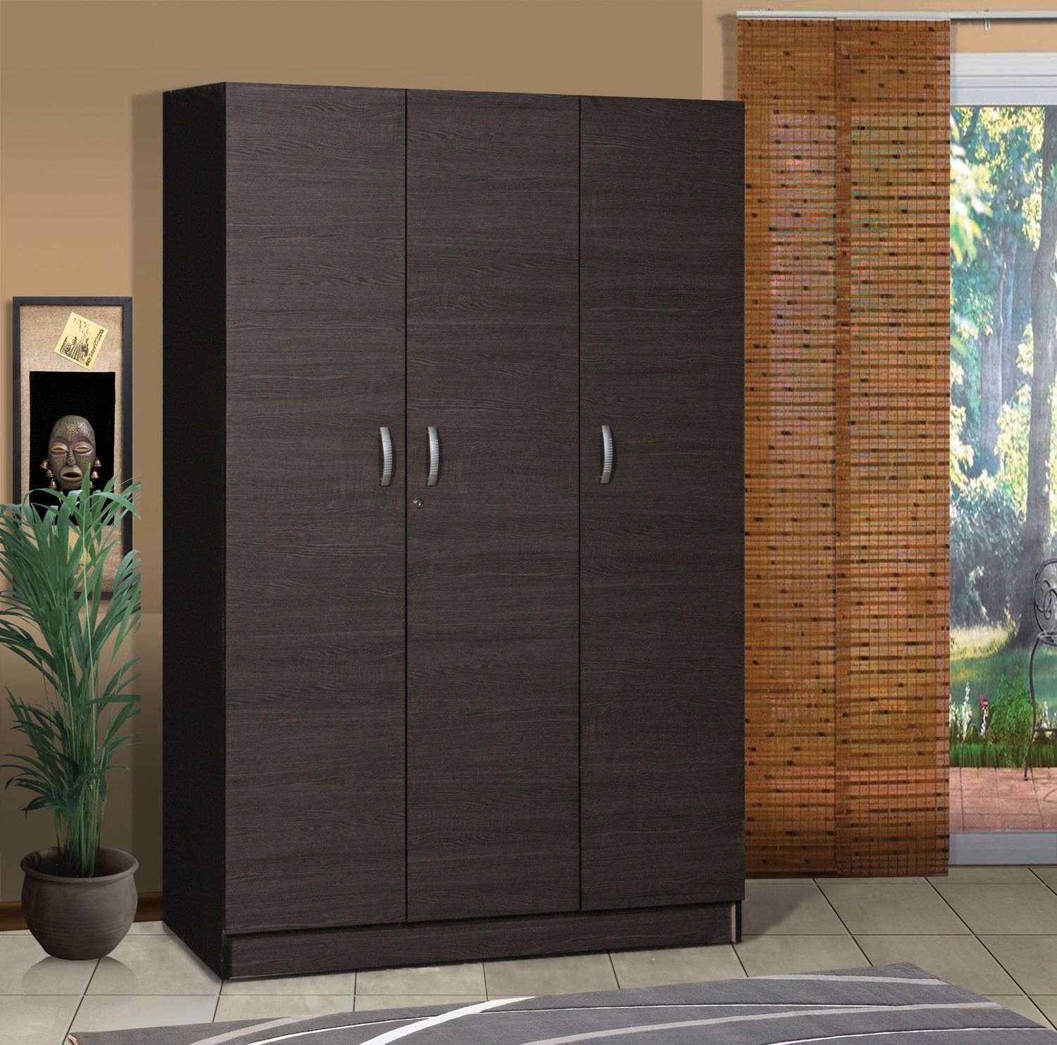 3 Door Black wardrobe