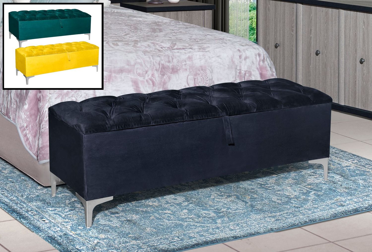 Flap open Top Ottoman(storage)