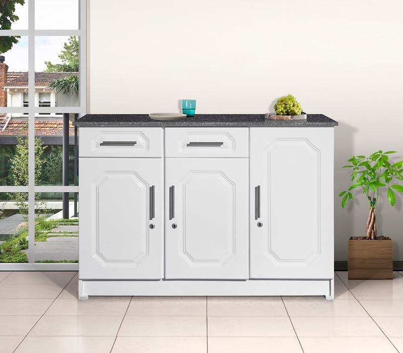 3 door kitchen base unit white