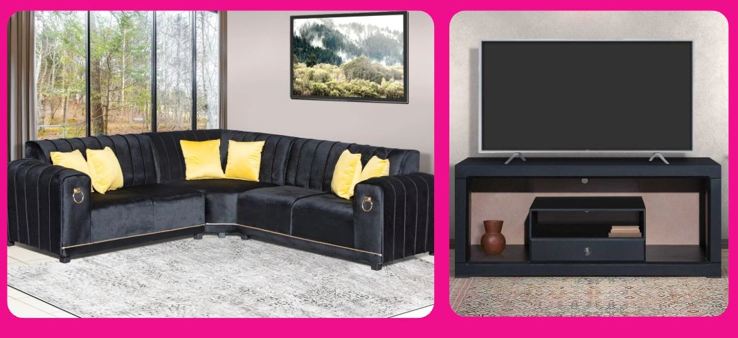 Combo 1 - Flavio Corner Set & Candice Plasma Stand