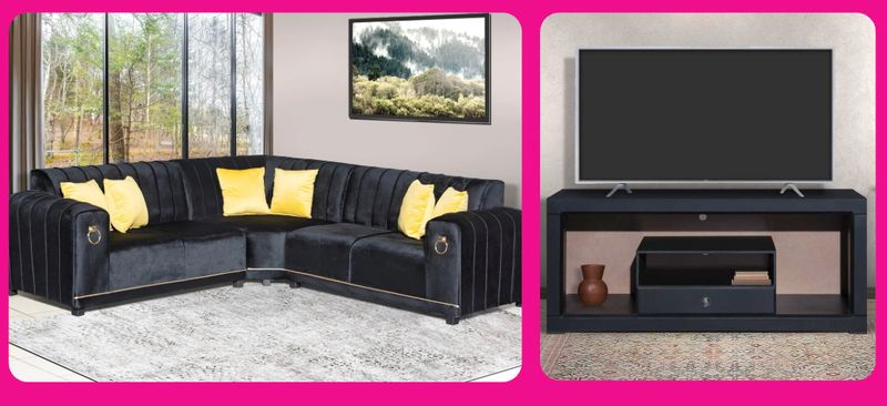 Combo 1 - Flavio Corner Set & Candice Plasma Stand