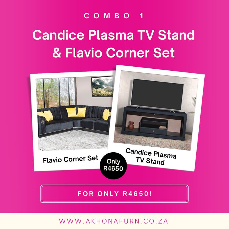 Combo 1 - Flavio Corner Set & Candice Plasma Stand Combo 1 - Flavio Corner Set & Candice Plasma Stand