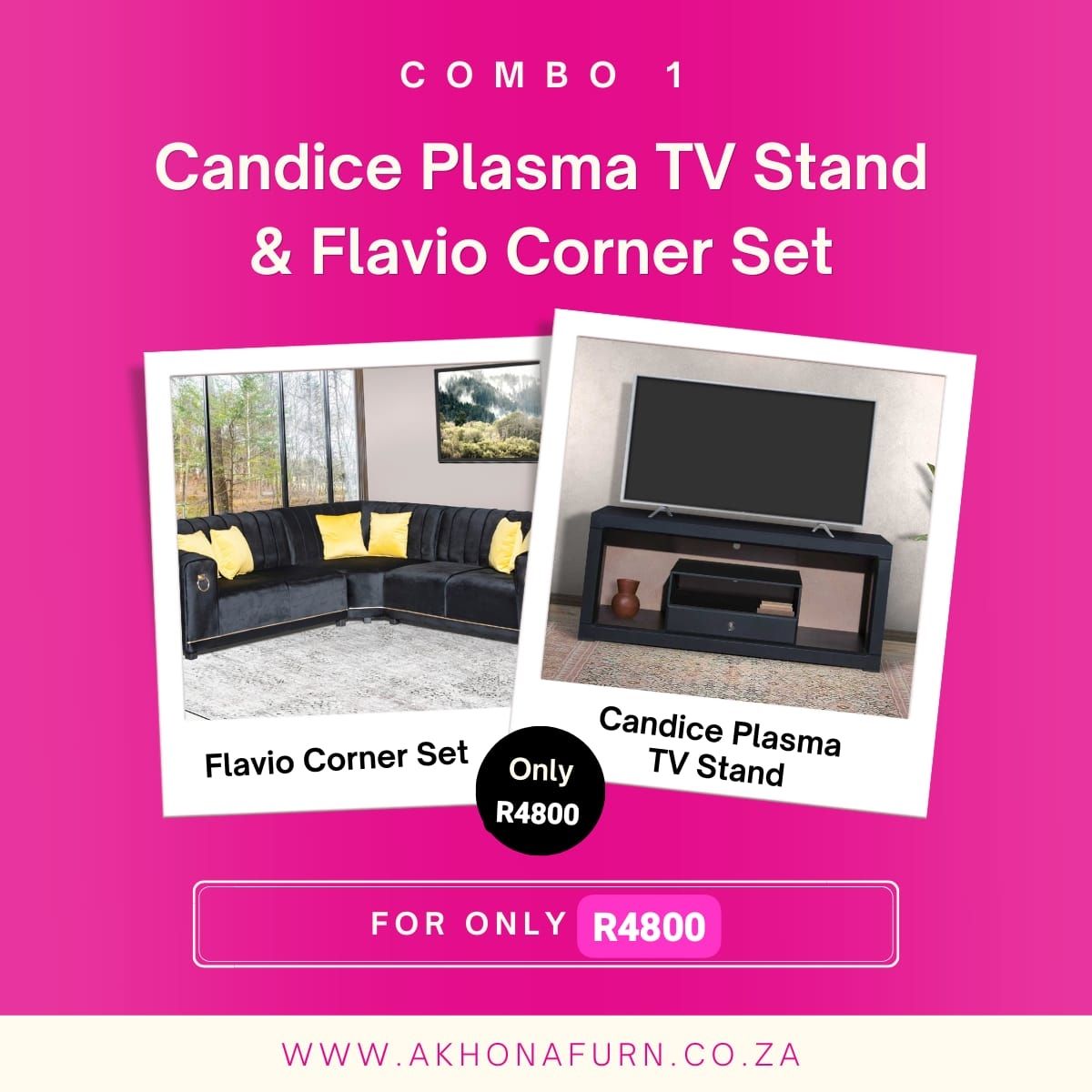 Combo 1 - Flavio Corner Set & Candice Plasma Stand Combo 1 - Flavio Corner Set & Candice Plasma Stand