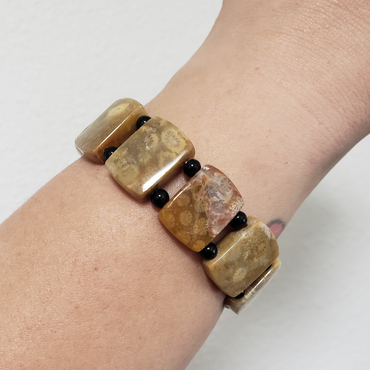 Fossilized Coral Bead Bracelet