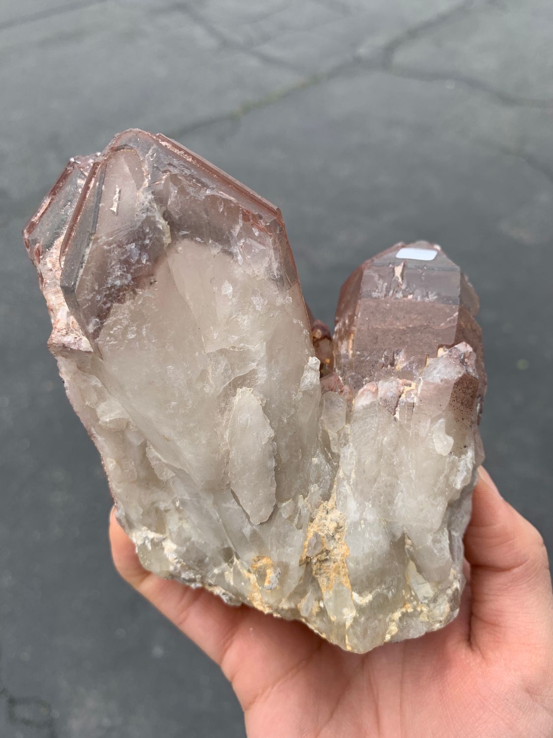 Natural Red Phantom Hematite Quartz Clusters