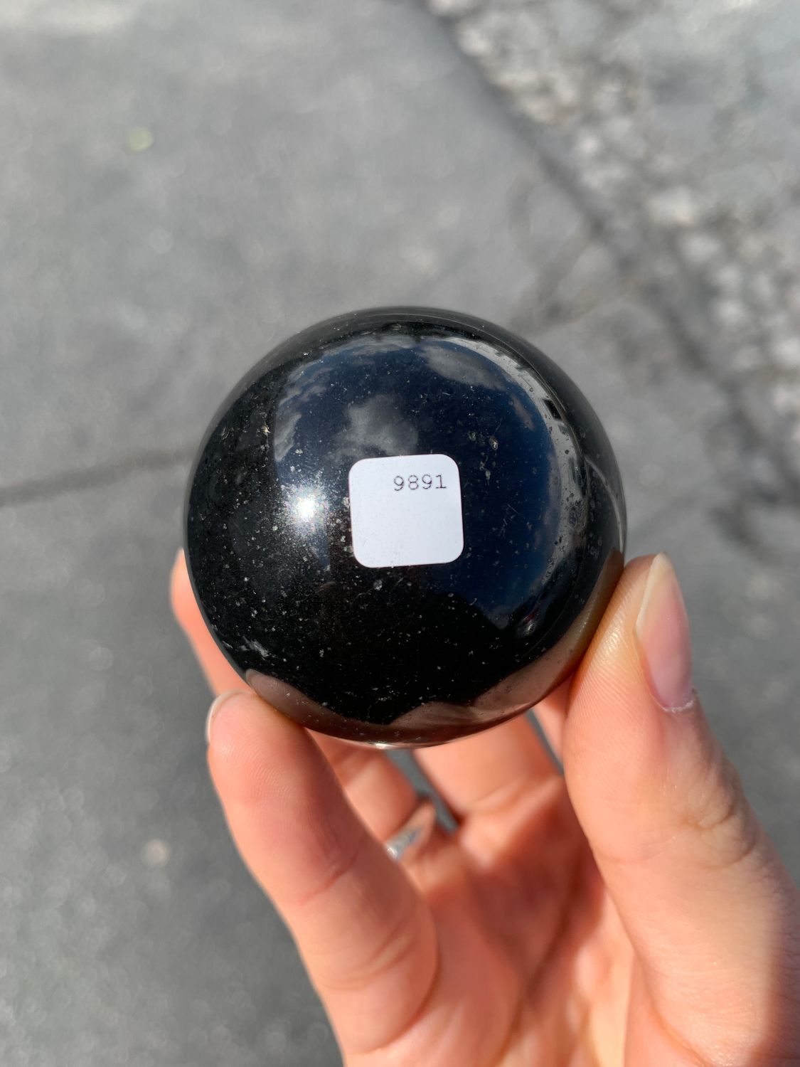 Polished Black Basalt Sphere