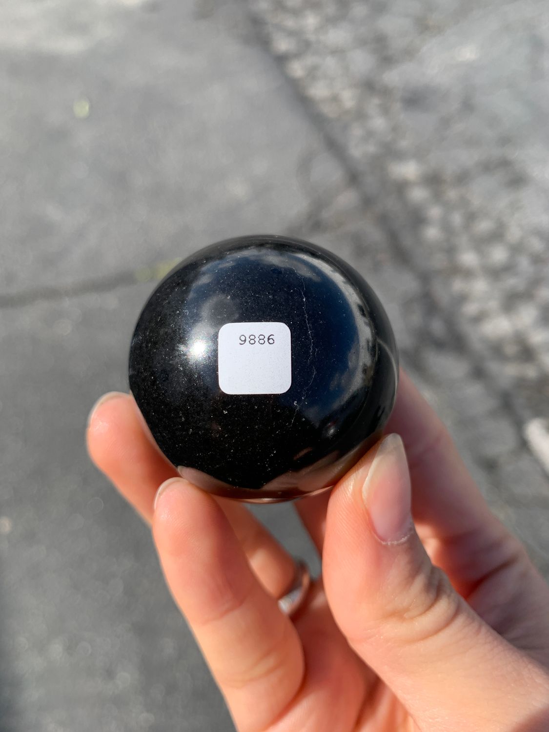 Polished Black Basalt Sphere