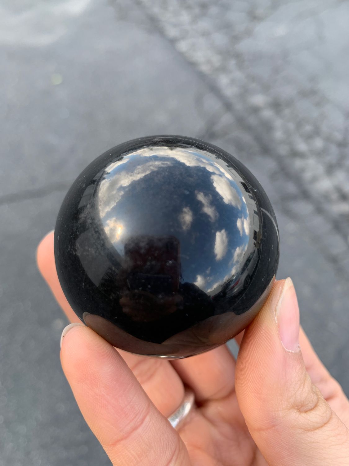 Polished Black Basalt Sphere