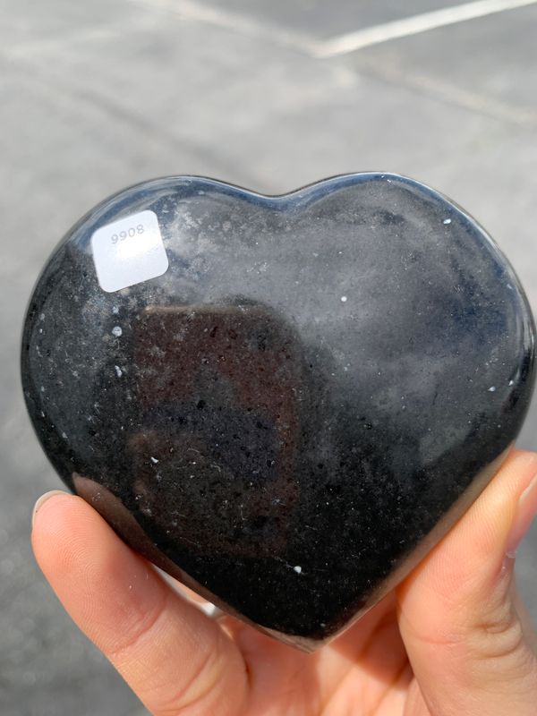 Polished Black Basalt Hearts