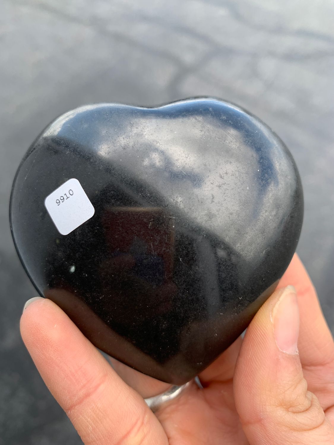 Polished Black Basalt Hearts