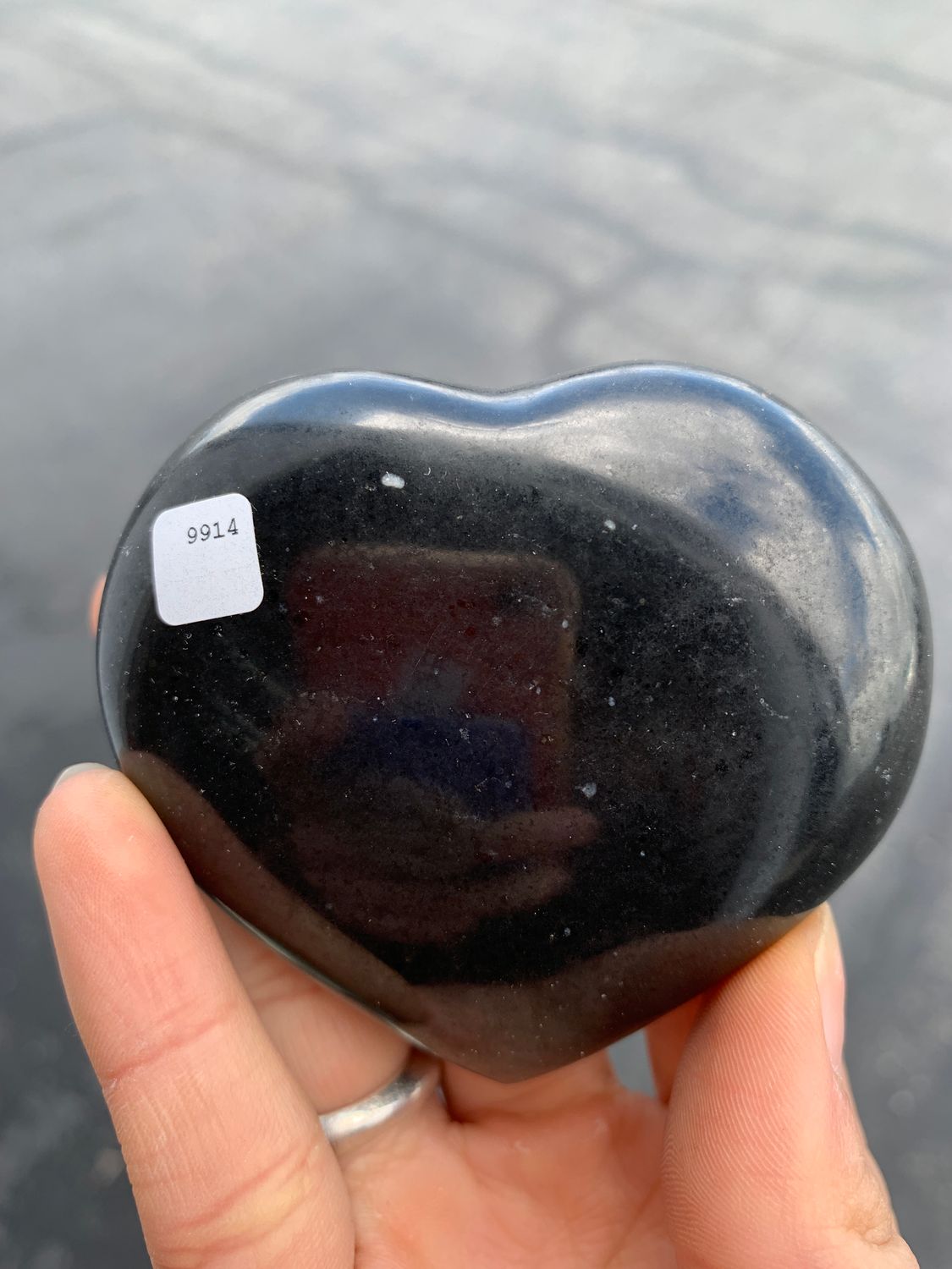 Polished Black Basalt Hearts