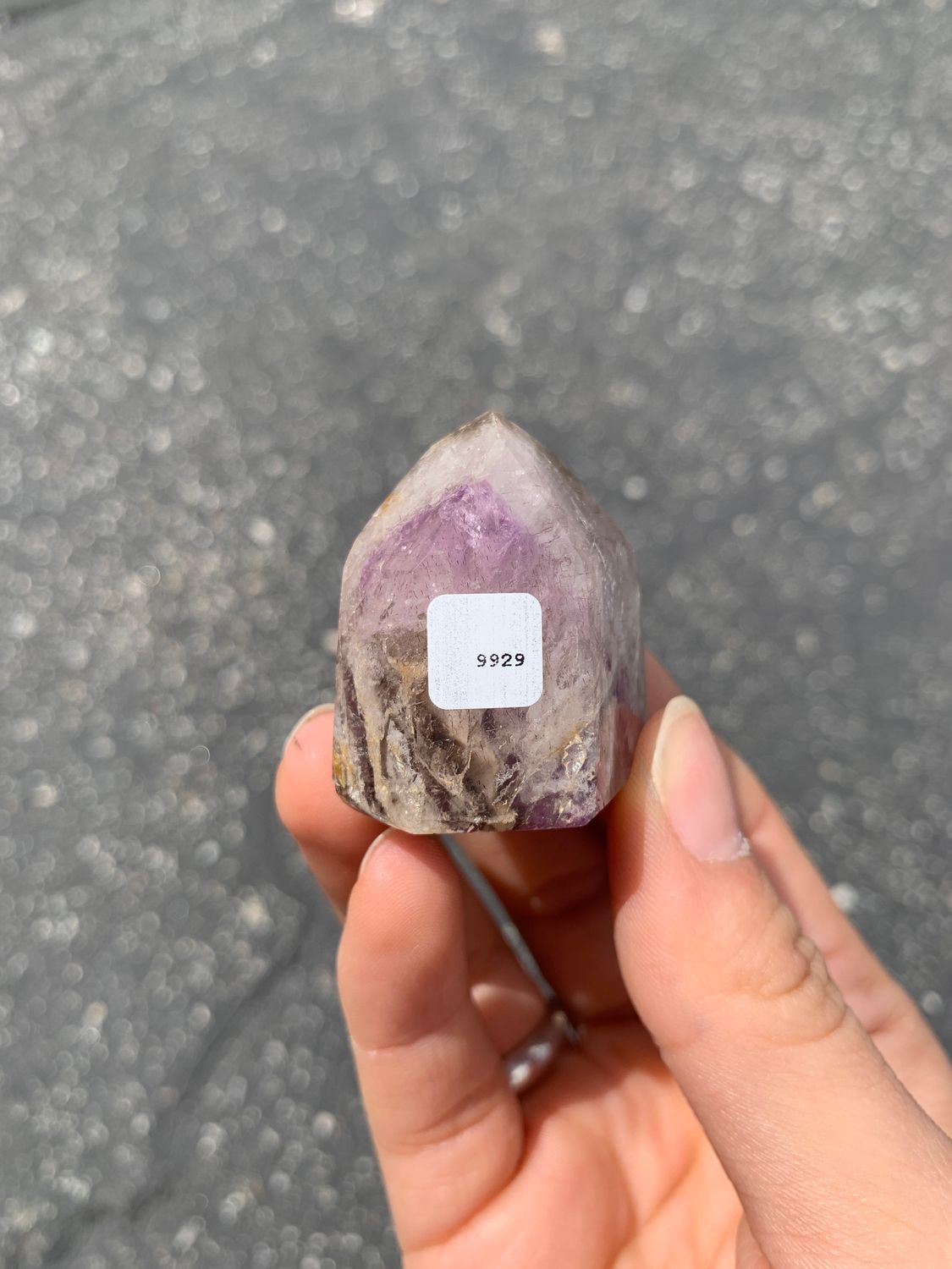 Polished Wonderland Amethyst And Smokey Window Quartz Crystal