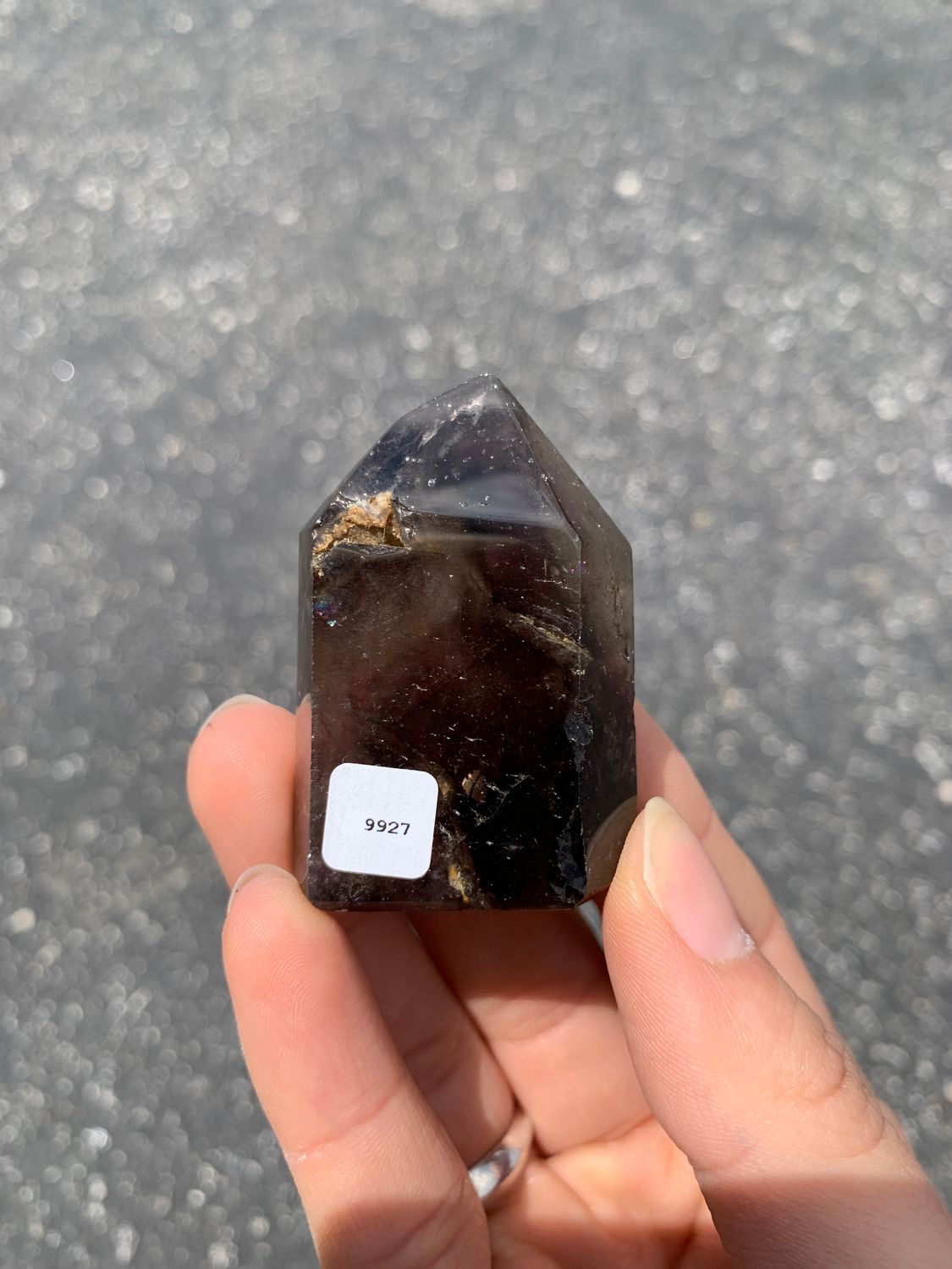 Polished Wonderland Amethyst And Smokey Window Quartz Crystal