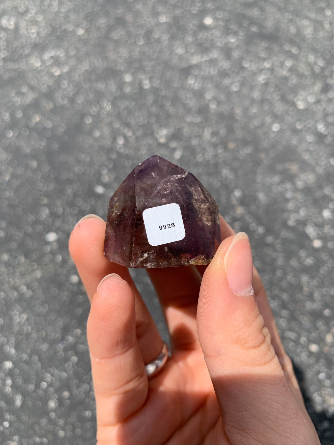 Polished Wonderland Amethyst And Smokey Window Quartz Crystal