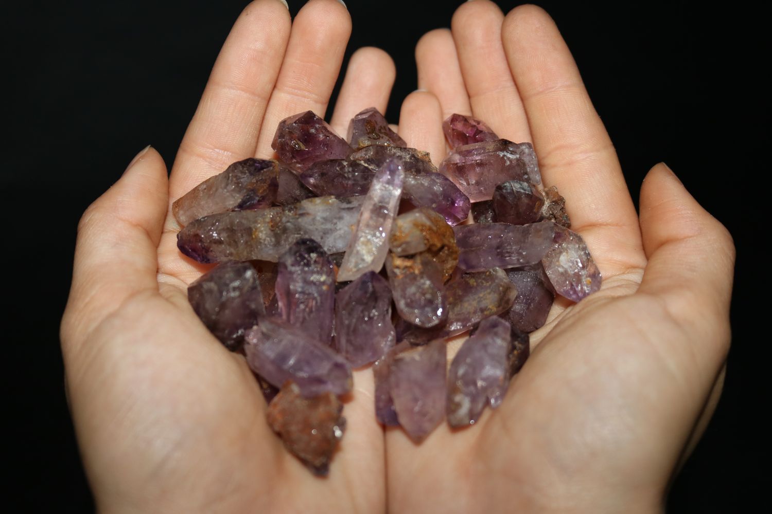 Natural Mine Run Mini to Small Amethyst/smokey Quartz Crystals