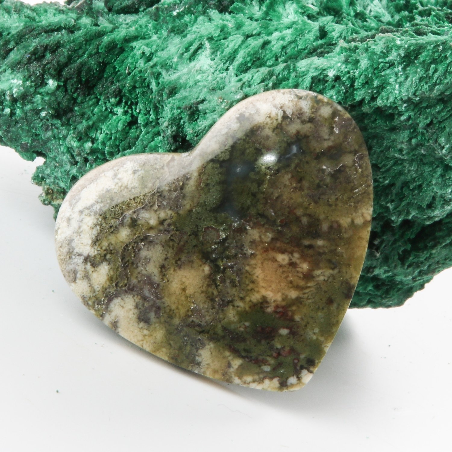 Heart Shaped Moss Agate Cabochon