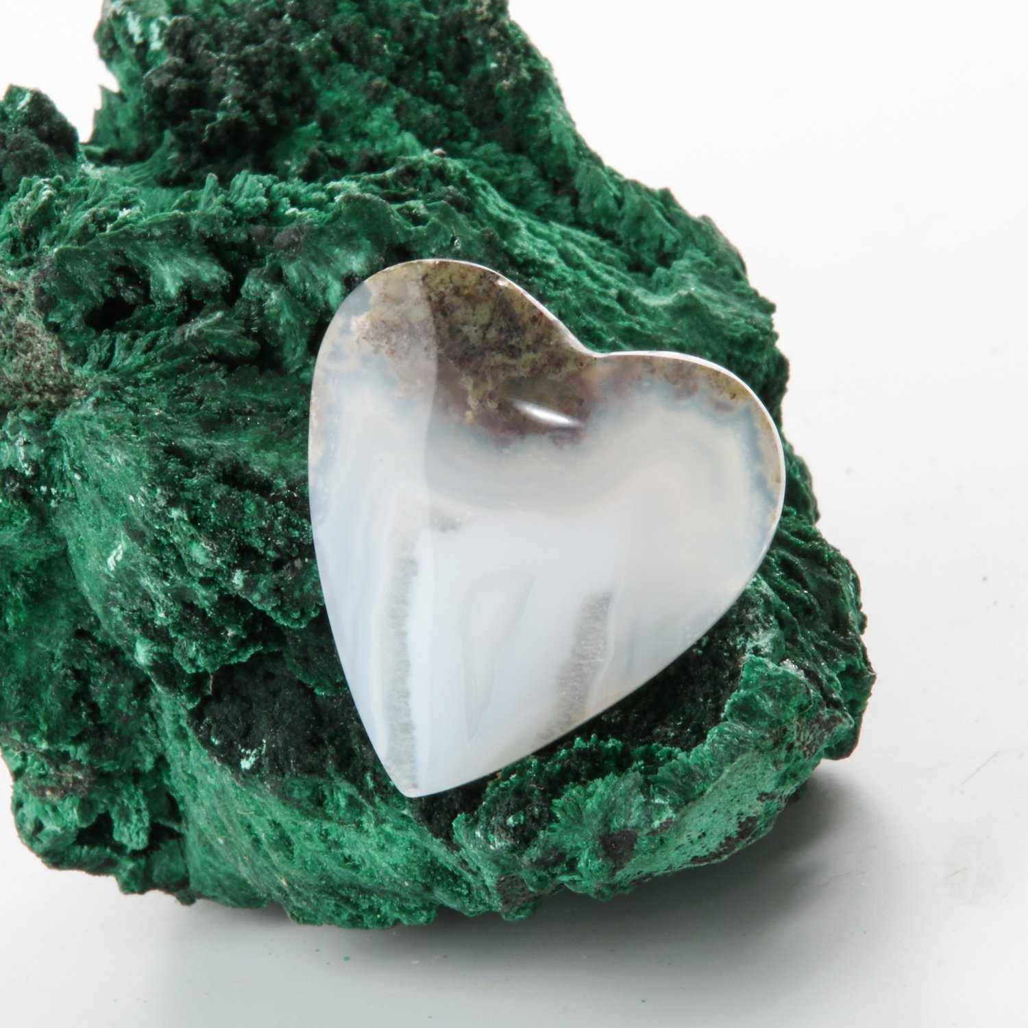 Heart Shaped Moss Agate Cabochon