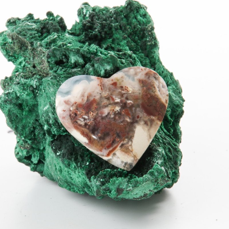 Heart Shaped Moss Agate Cabochon