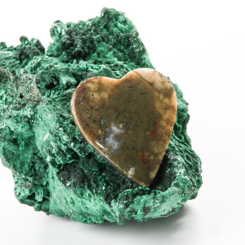 Heart Shaped Moss Agate Cabochon