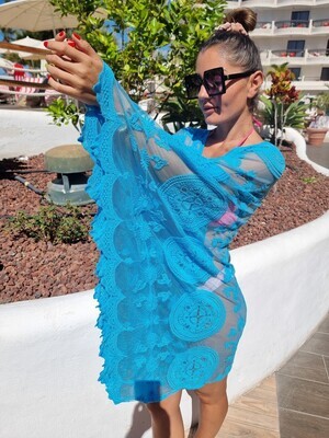 Lace beach wear cover-up Light Blue